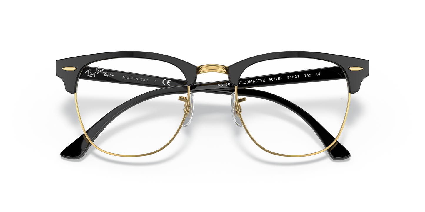 Ray-Ban RB3016 Clubmaster Blue-Violet Light Clear Sunglasses - Square Acetate Frame