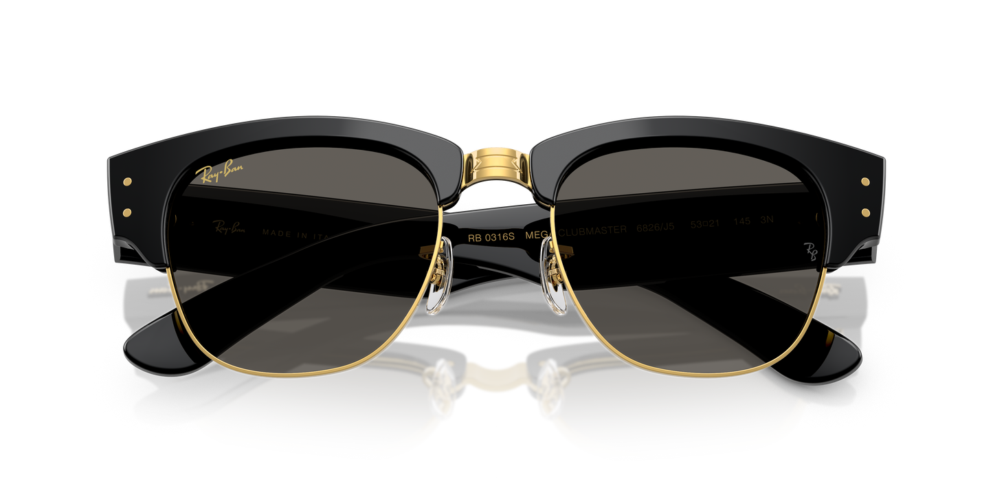 Ray-Ban RB0316S Mega Clubmaster Blacked Out Collection Sunglasses - Square Injected Frame