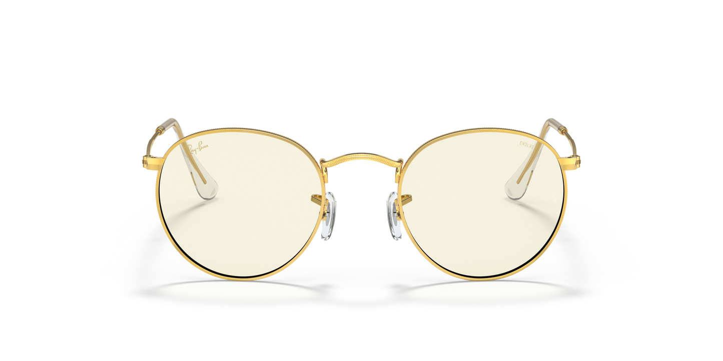 Ray-Ban RB3447 Round Blue-Violet Light Clear Evolve Sunglasses - Metal Frame