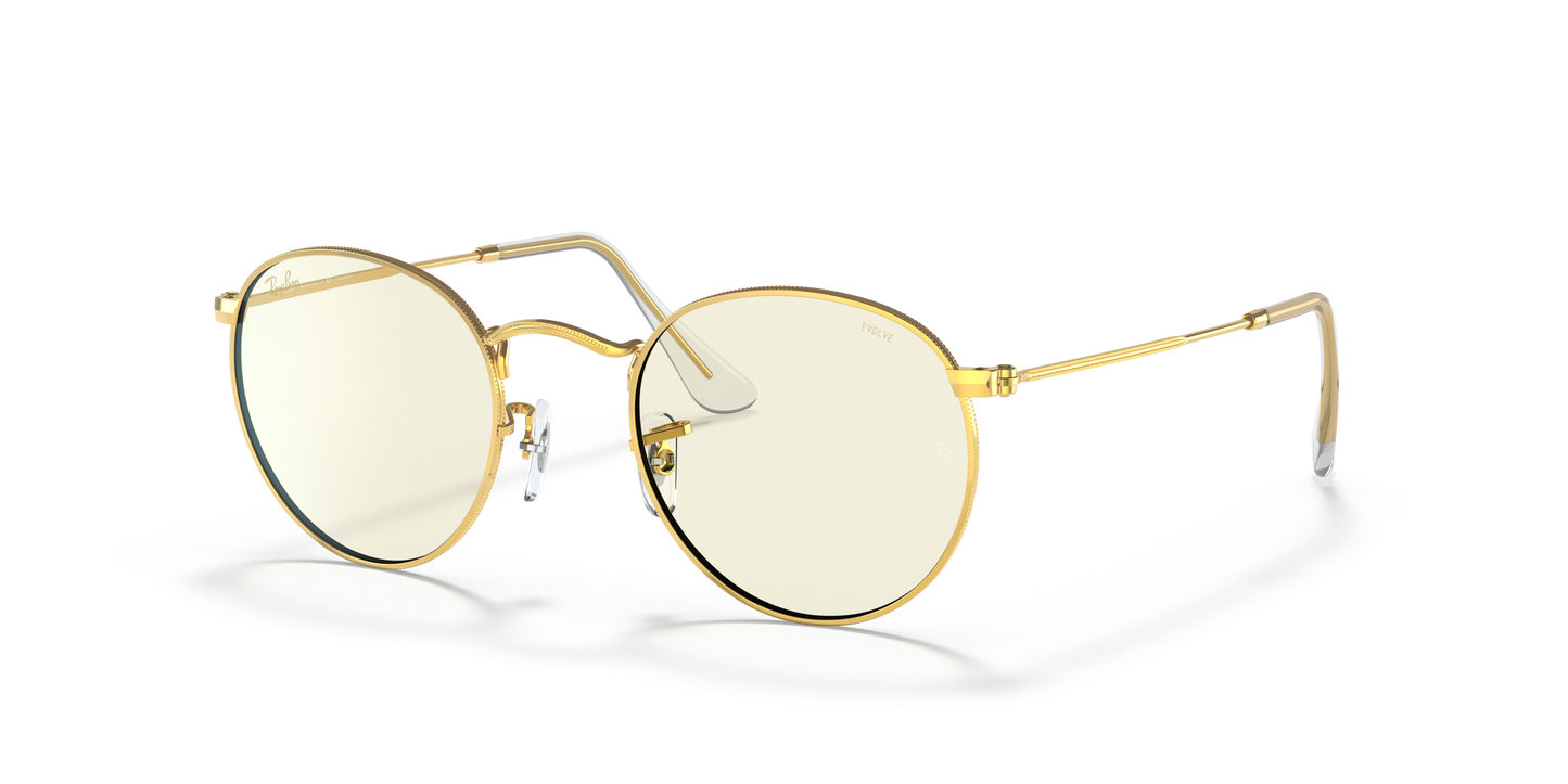 Ray-Ban RB3447 Round Blue-Violet Light Clear Evolve Sunglasses - Metal Frame
