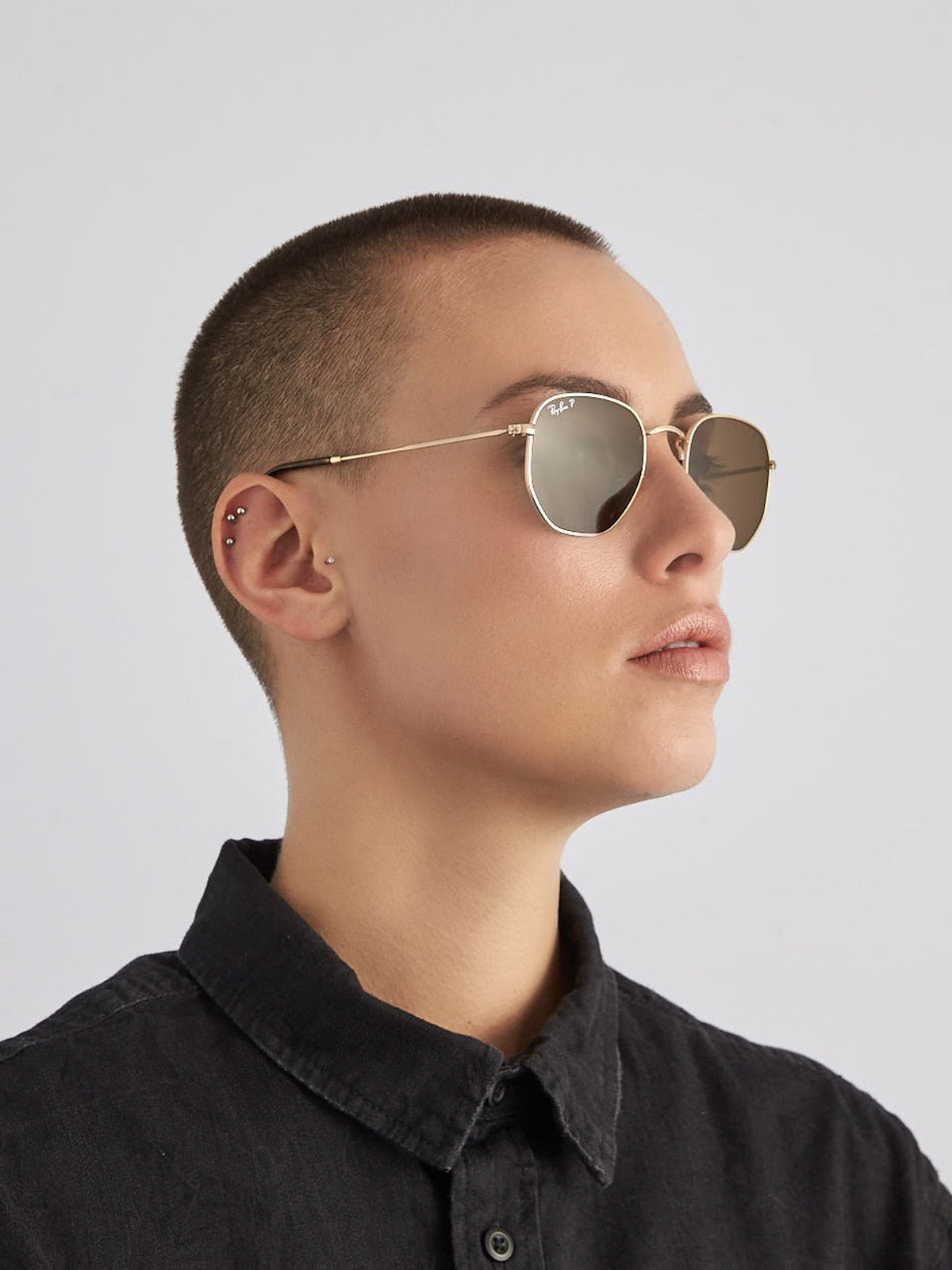 Ray-Ban RB3548N Hexagonal Flat Lens Sunglasses - Geometric Metal Frame