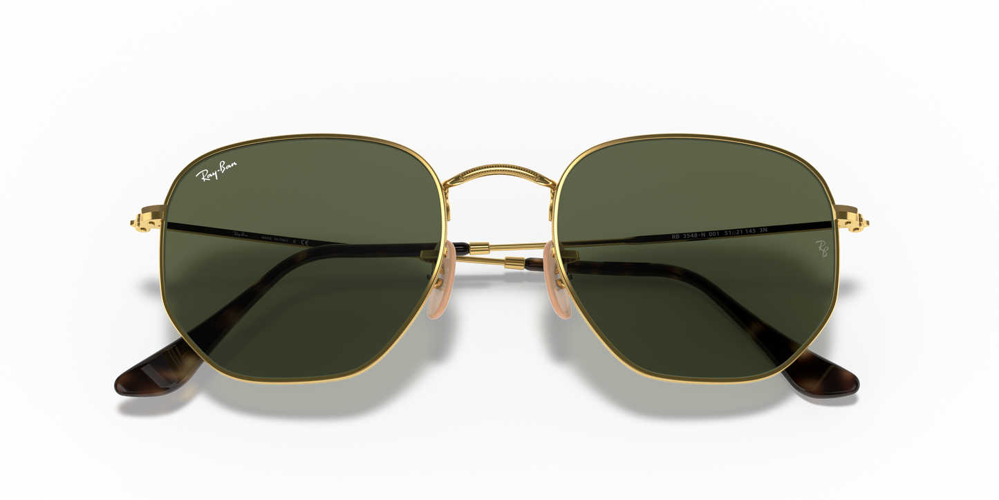 Ray-Ban RB3548N Hexagonal Flat Lens Sunglasses - Geometric Metal Frame