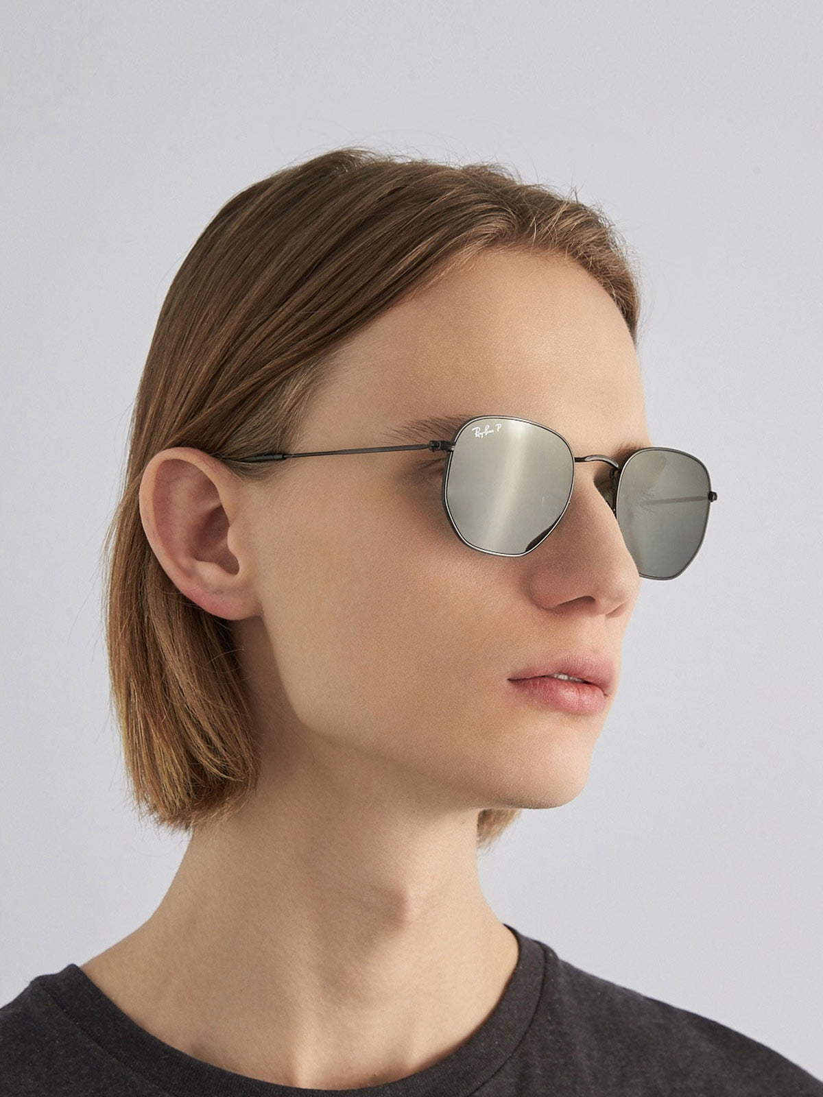 Ray-Ban RB3548N Hexagonal Flat Lens Sunglasses - Geometric Metal Frame