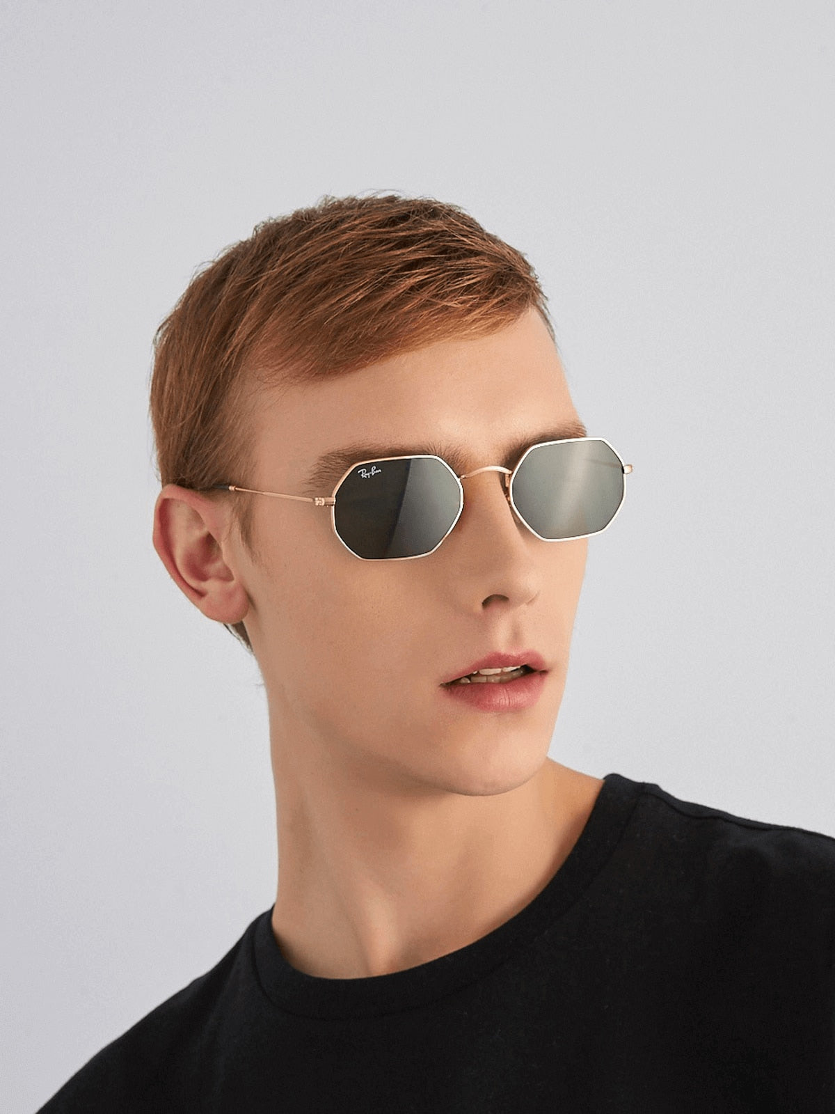 Ray-Ban RB3556N Octagonal Classic Sunglasses - Geometric Metal Frame