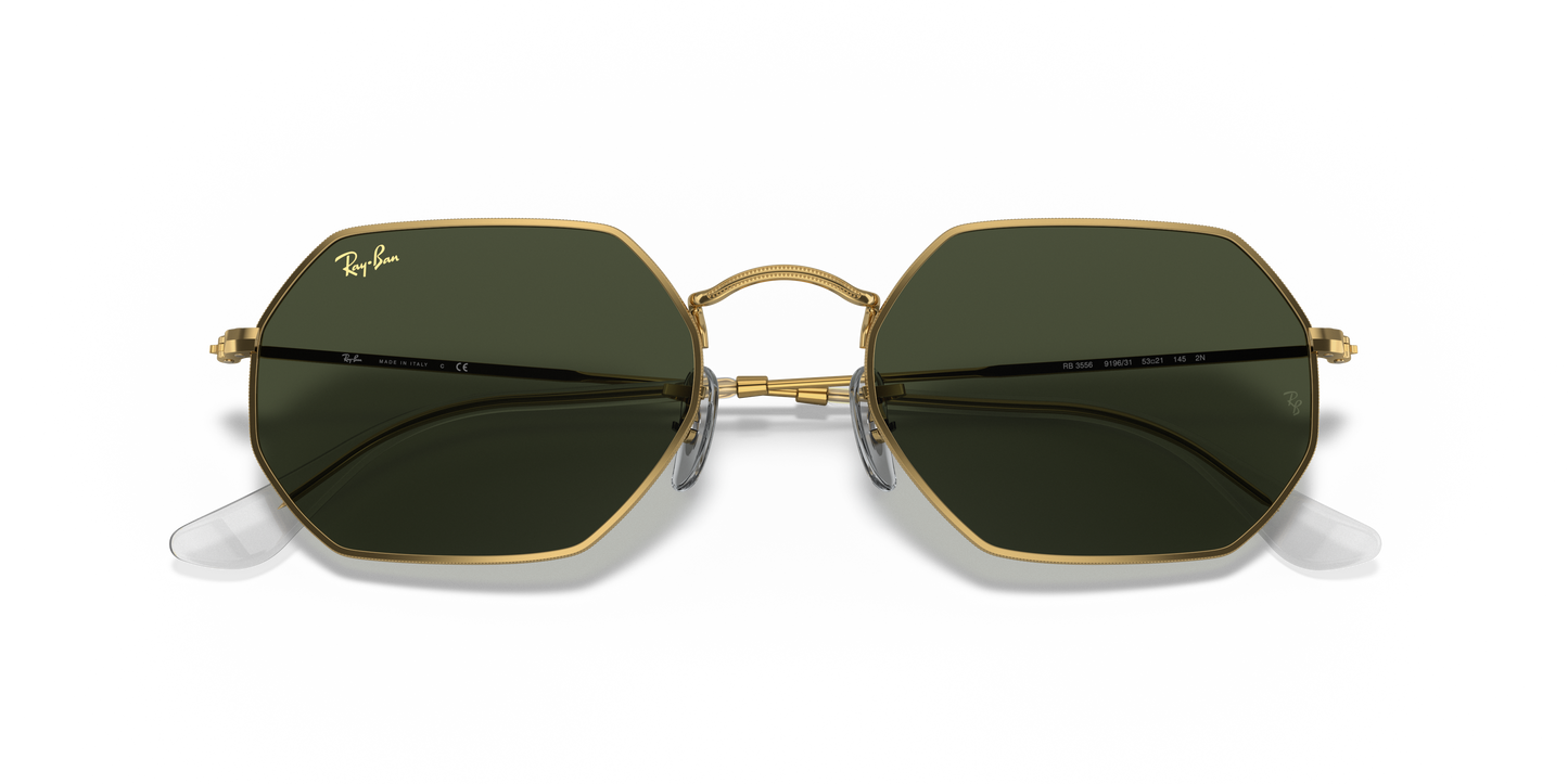 Ray-Ban RB3556 Octagonal Legend Gold Sunglasses - Geometric Metal Frame
